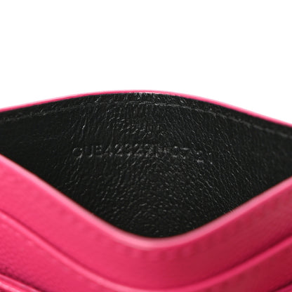 Saint Laurent Grain De Poudre Matelasse Chevron Monogram Credit Card Case Fresh Fuxia 6 of 7