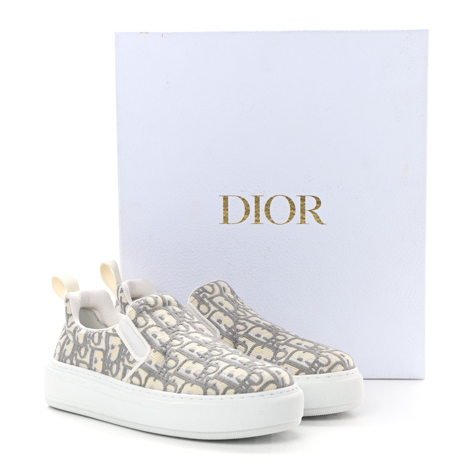 Christian Dior Canvas Oblique Embroidered Womens Solar Slip On Sneakers 37 Grey Stone 9 of 9