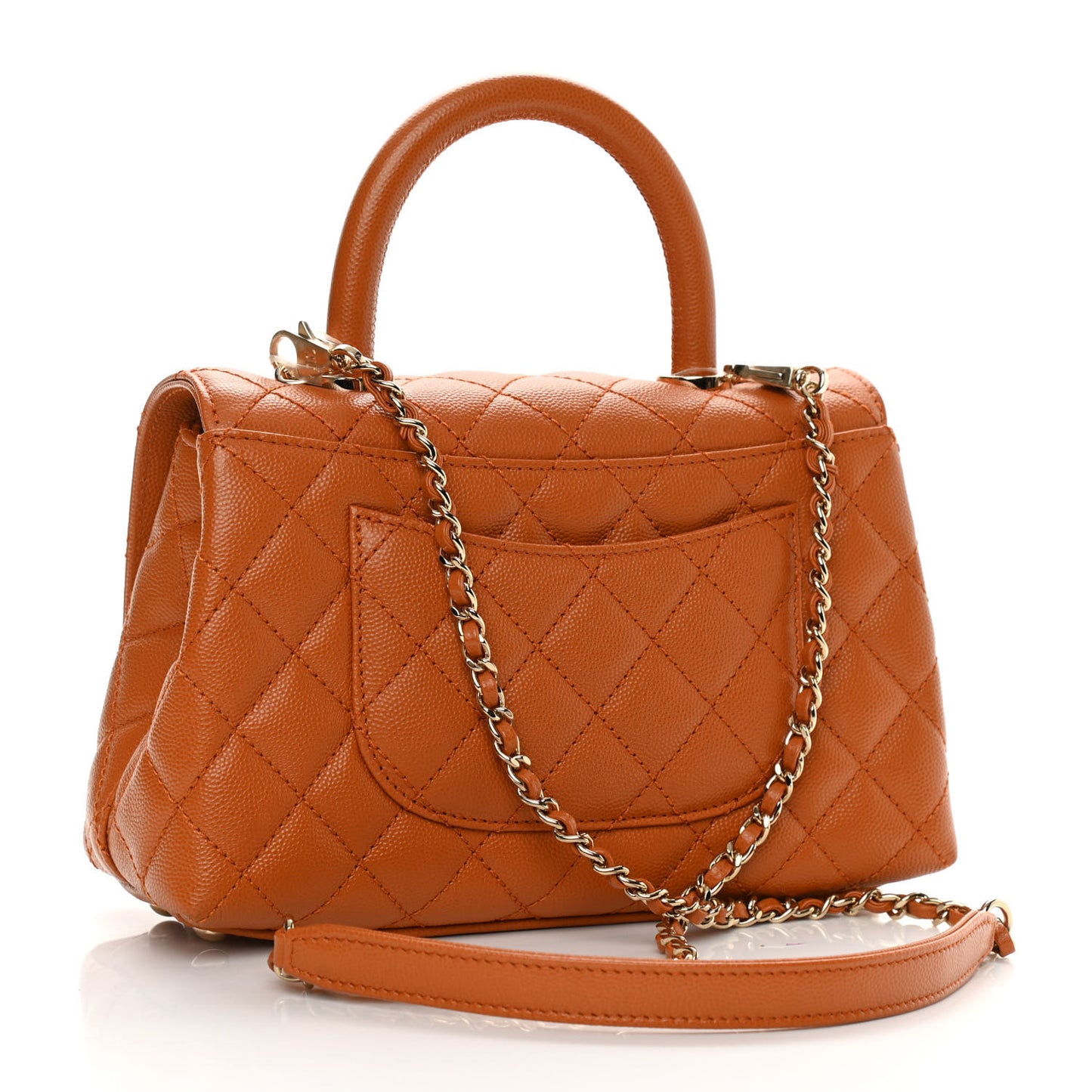 Caviar Quilted Mini Coco Handle Flap Light Brown