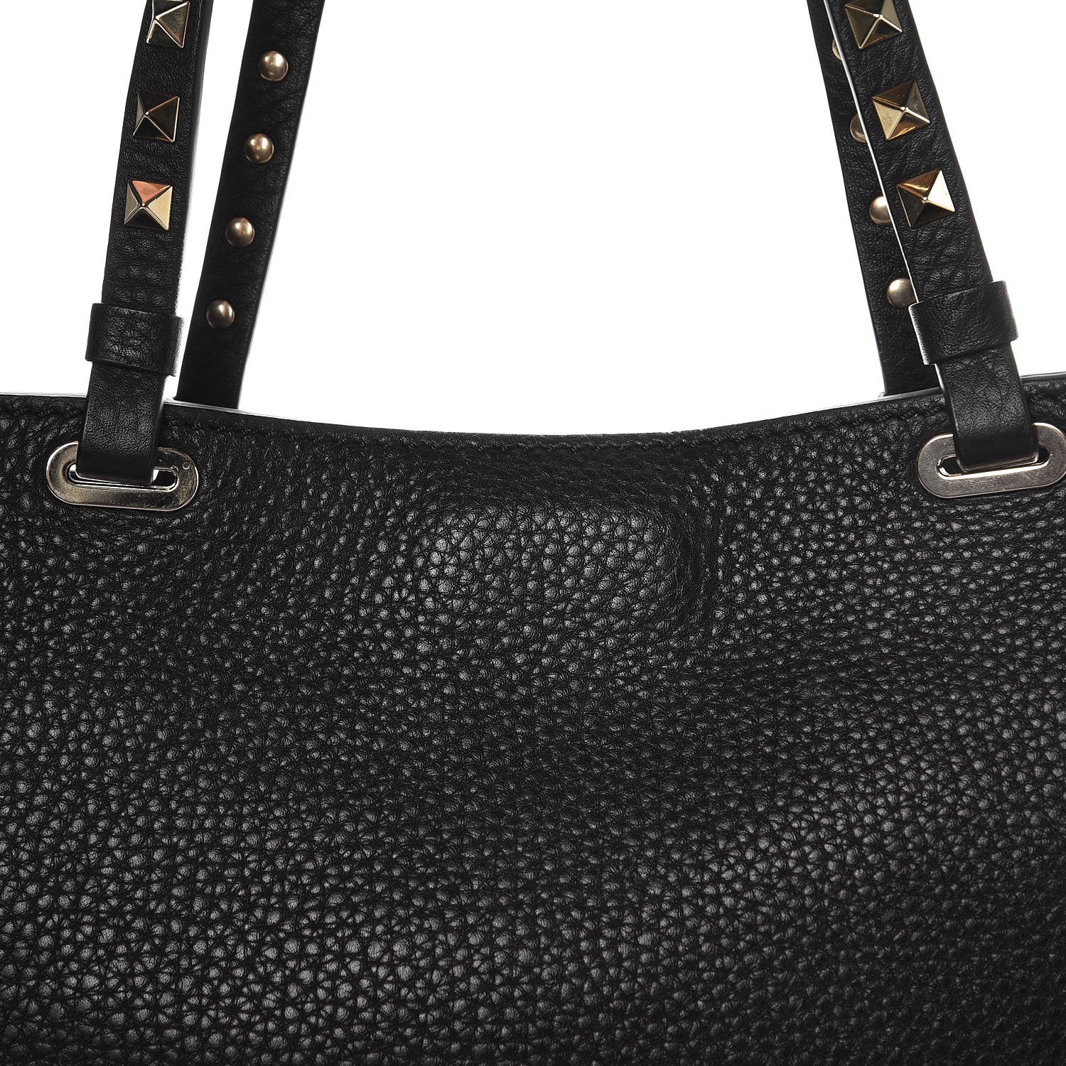 Valentino Garavani Grained Calfskin Small Rockstud Tote Black 9 of 9