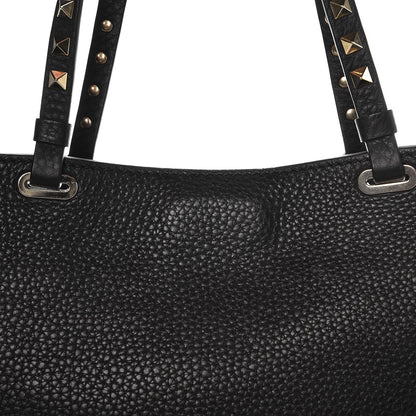 Valentino Garavani Grained Calfskin Small Rockstud Tote Black 9 of 9
