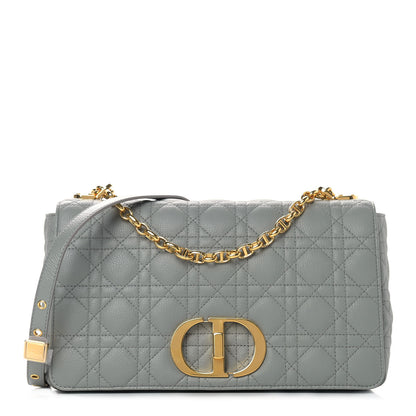 Christian Dior Lambskin Cannage Large Caro Bag Grey 1 of 9