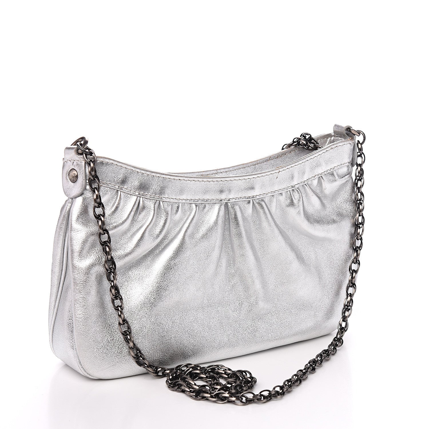 Burberry Metallic Calfskin Pochette Silver 2 of 11
