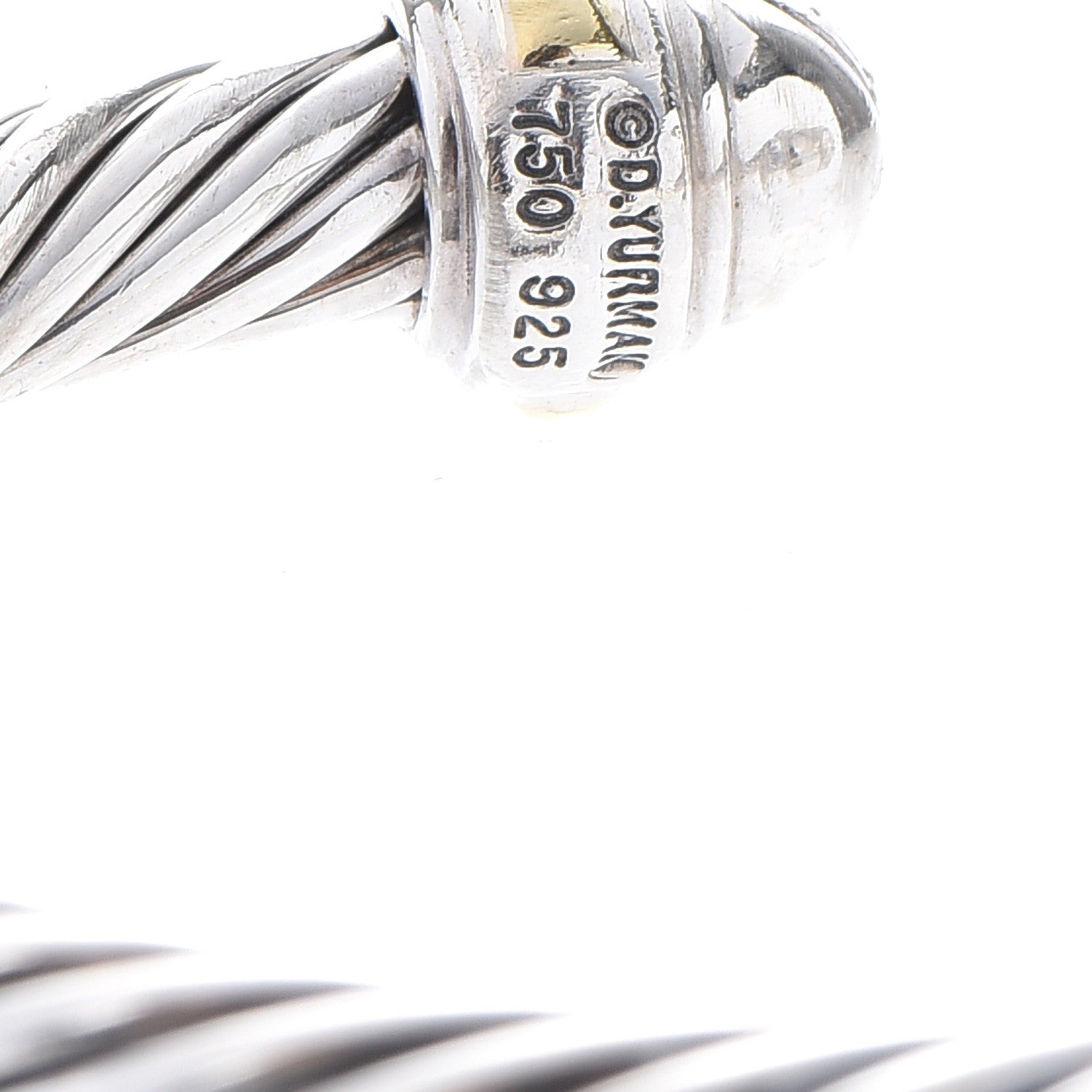 David Yurman Sterling Silver 18K Gold Pave Diamond 7mm Cable Classics Bracelet 4 of 5