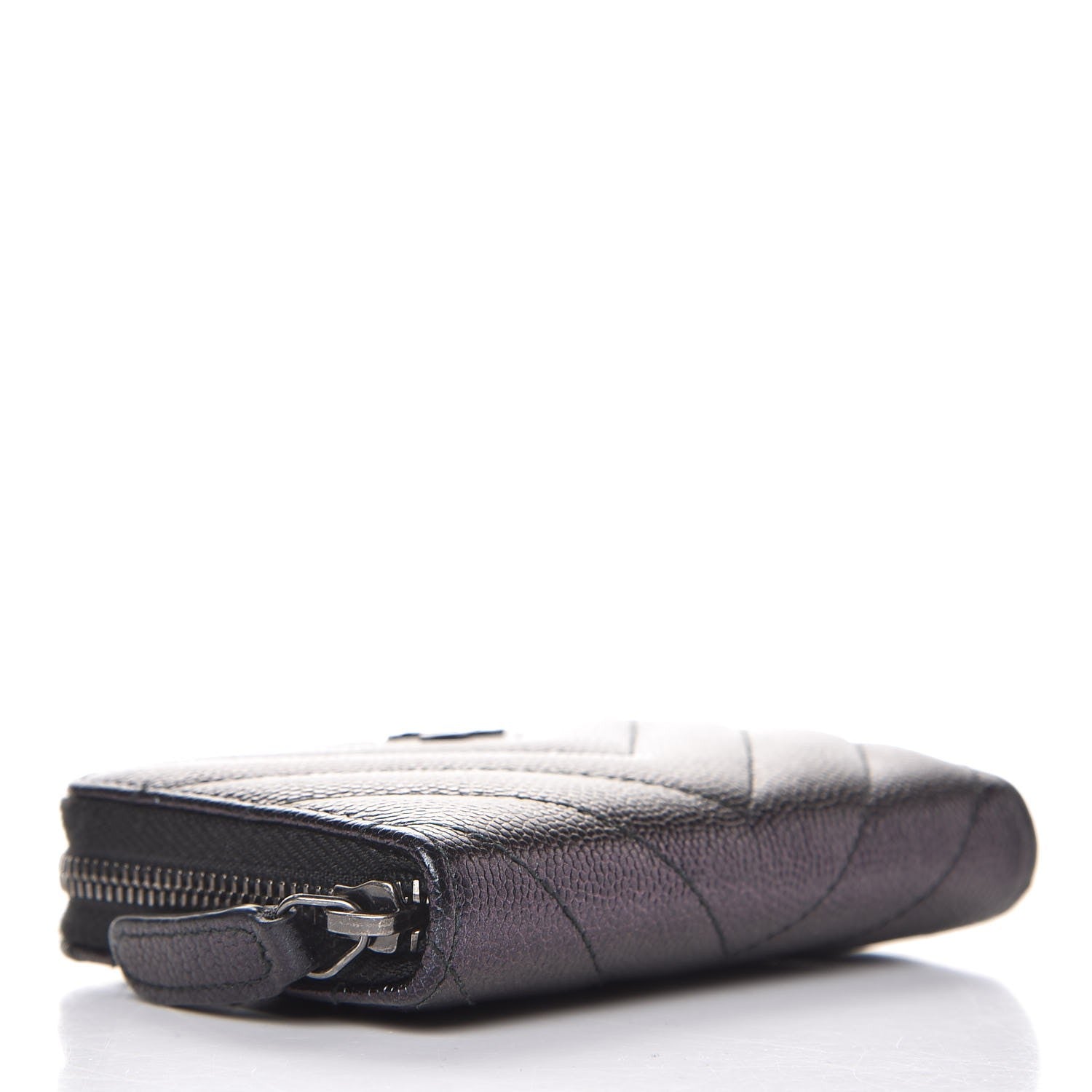 Chanel Iridescent Caviar Chevron Quilted Zip Around Coin Purse Black 4 of 8