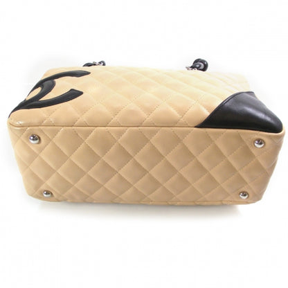Chanel Calfskin Quilted Large Cambon Bowler Beige Black 4 of 11