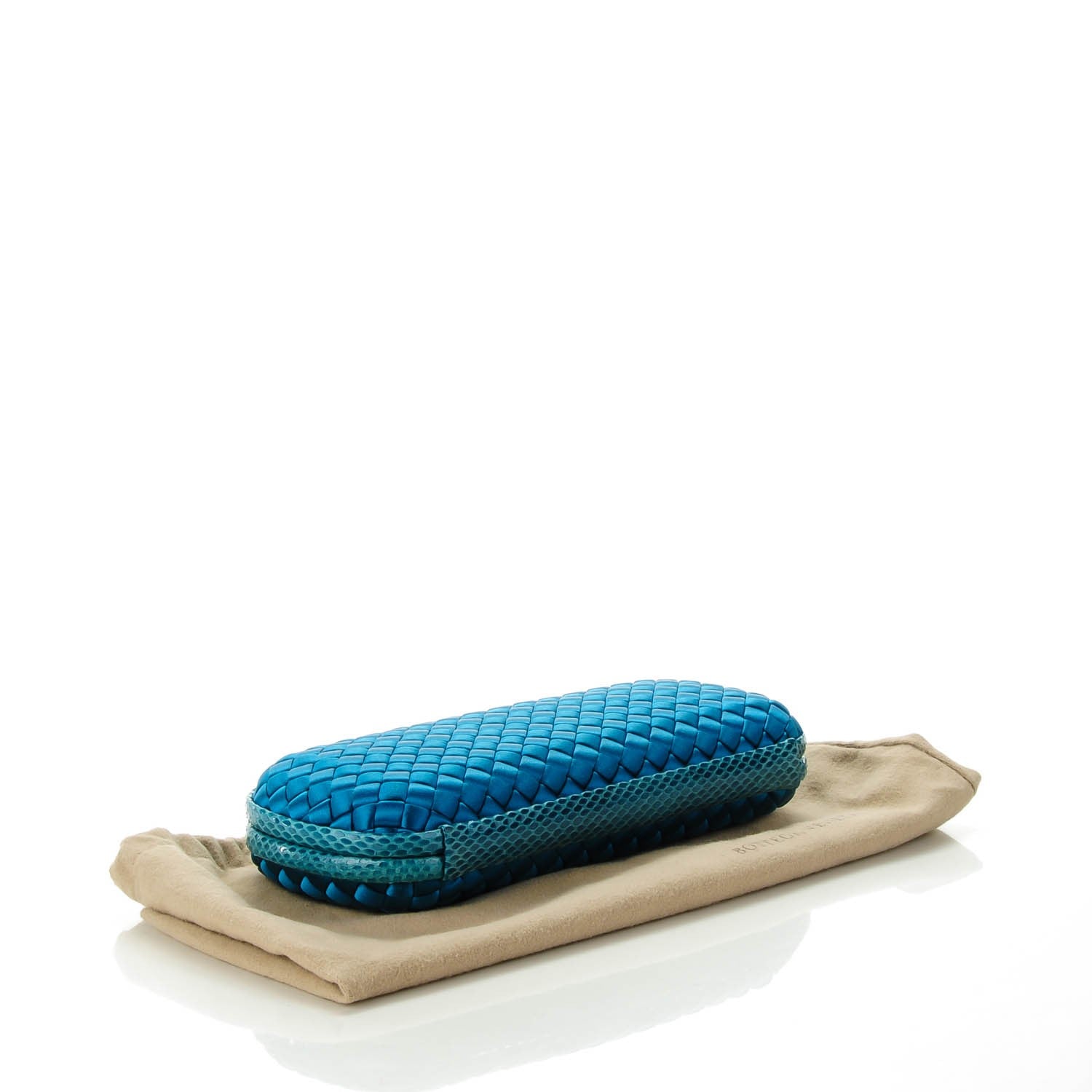 Bottega Veneta Satin Intreccio Impero Ayers Stretch Knot Clutch Teal 4 of 6