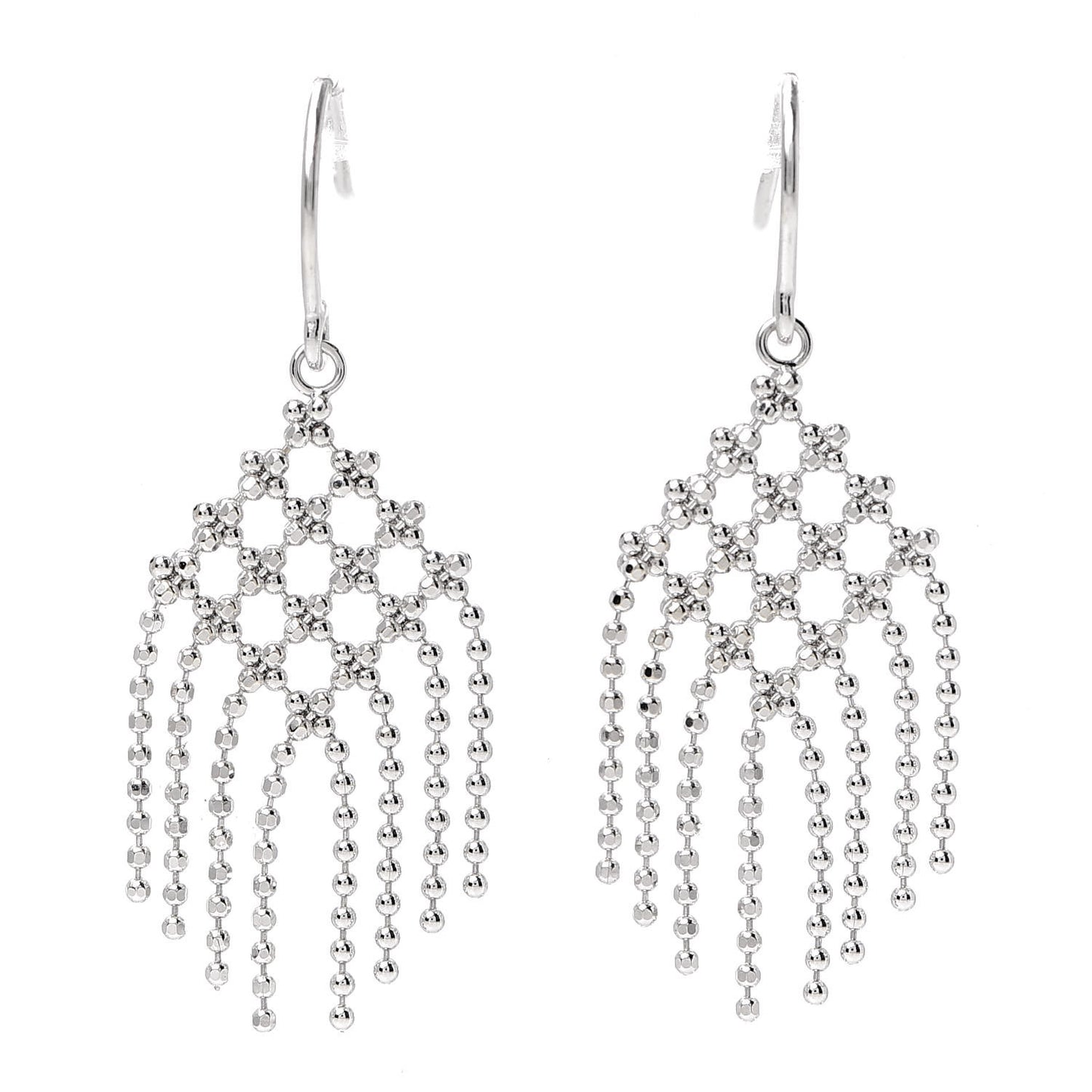 18K White Gold Fringe Earrings