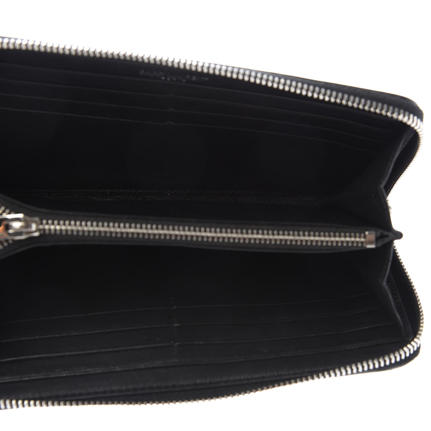 Saint Laurent Calfskin Crocodile Embossed Monogram Zip Around Wallet Black 5 of 9