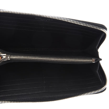 Saint Laurent Calfskin Crocodile Embossed Monogram Zip Around Wallet Black 5 of 9