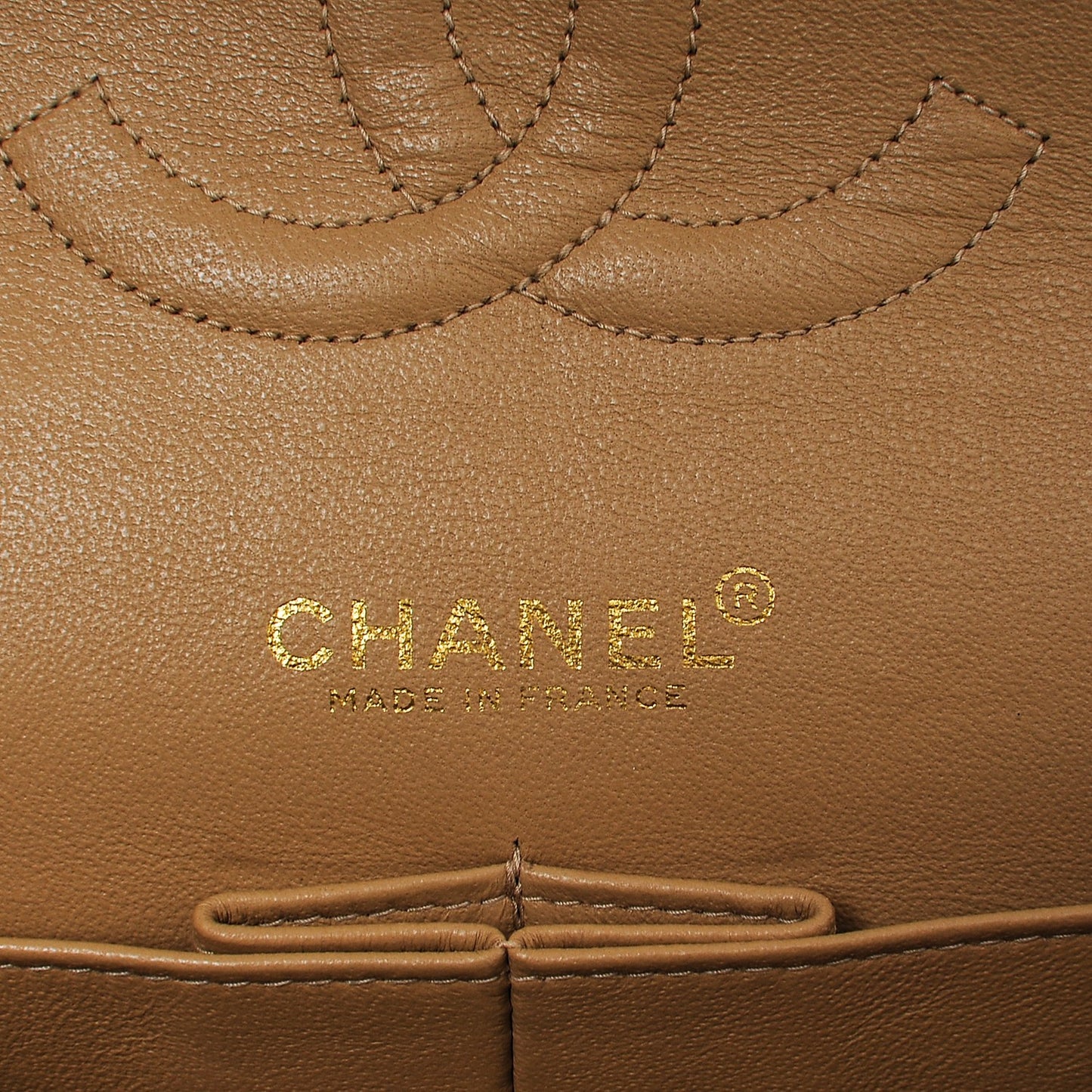 Caviar Quilted Medium Double Flap Beige