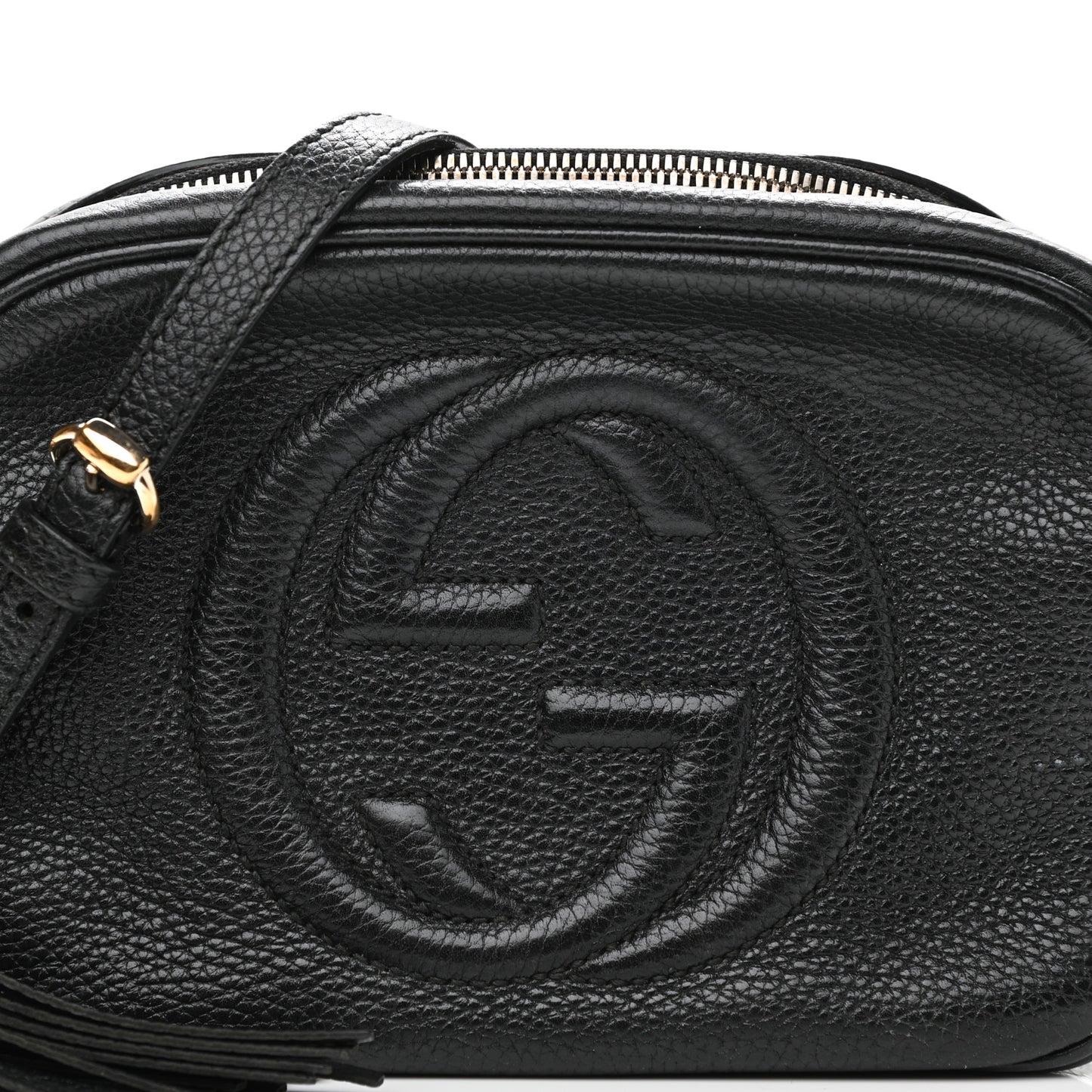 Pebbled Calfskin Small Soho Disco Bag Black