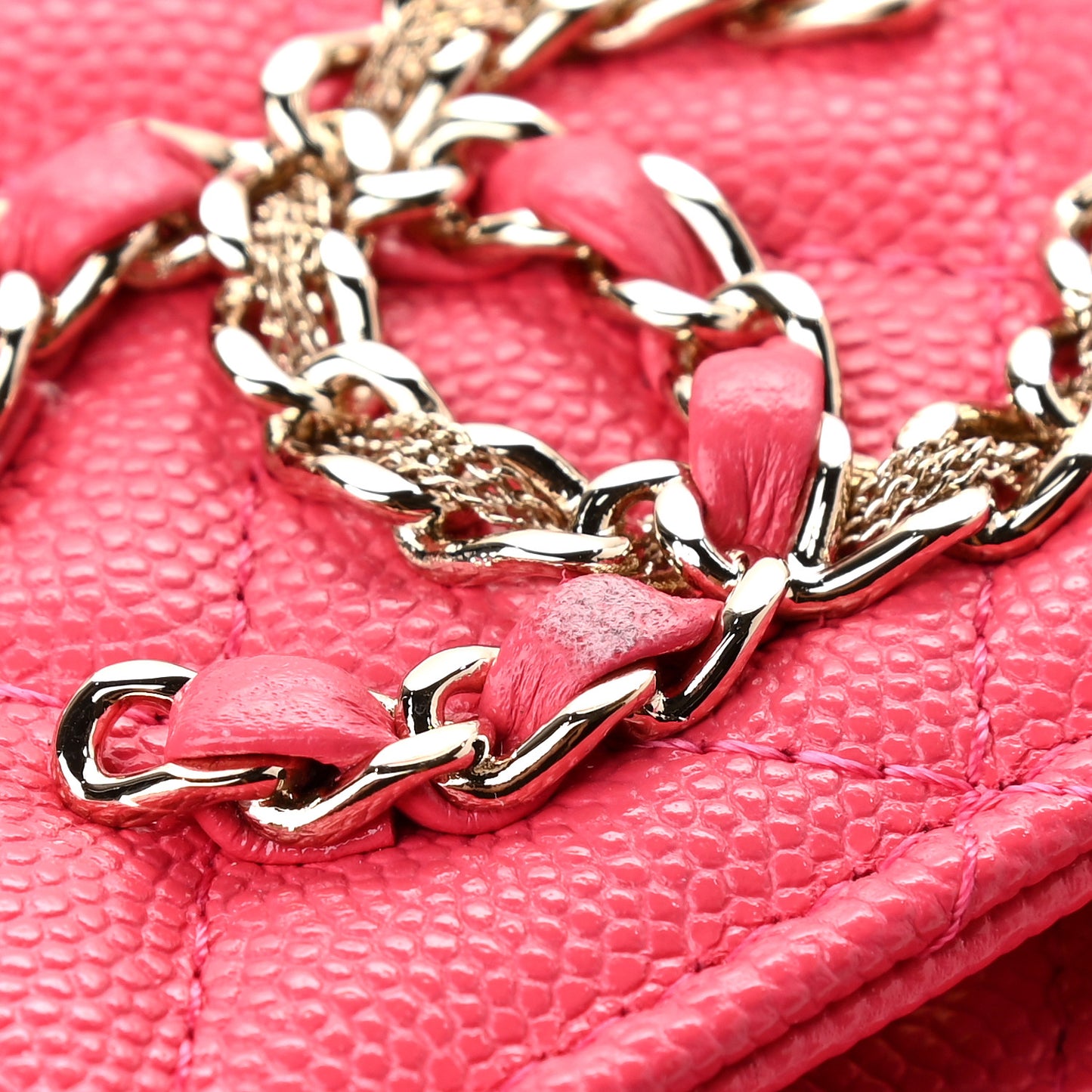 Caviar Quilted French New Wave Chain CC Wallet On Chain WOC Pink