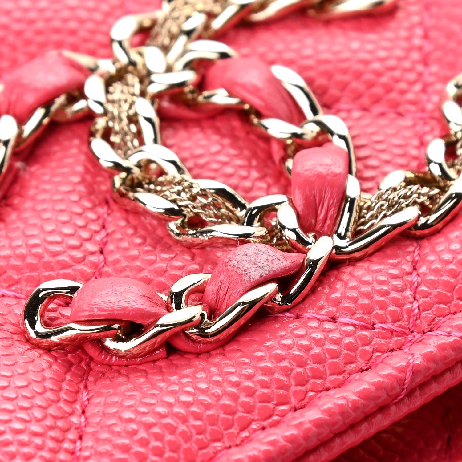 Chanel Caviar Quilted French New Wave Chain CC Wallet On Chain WOC Pink 10 of 10
