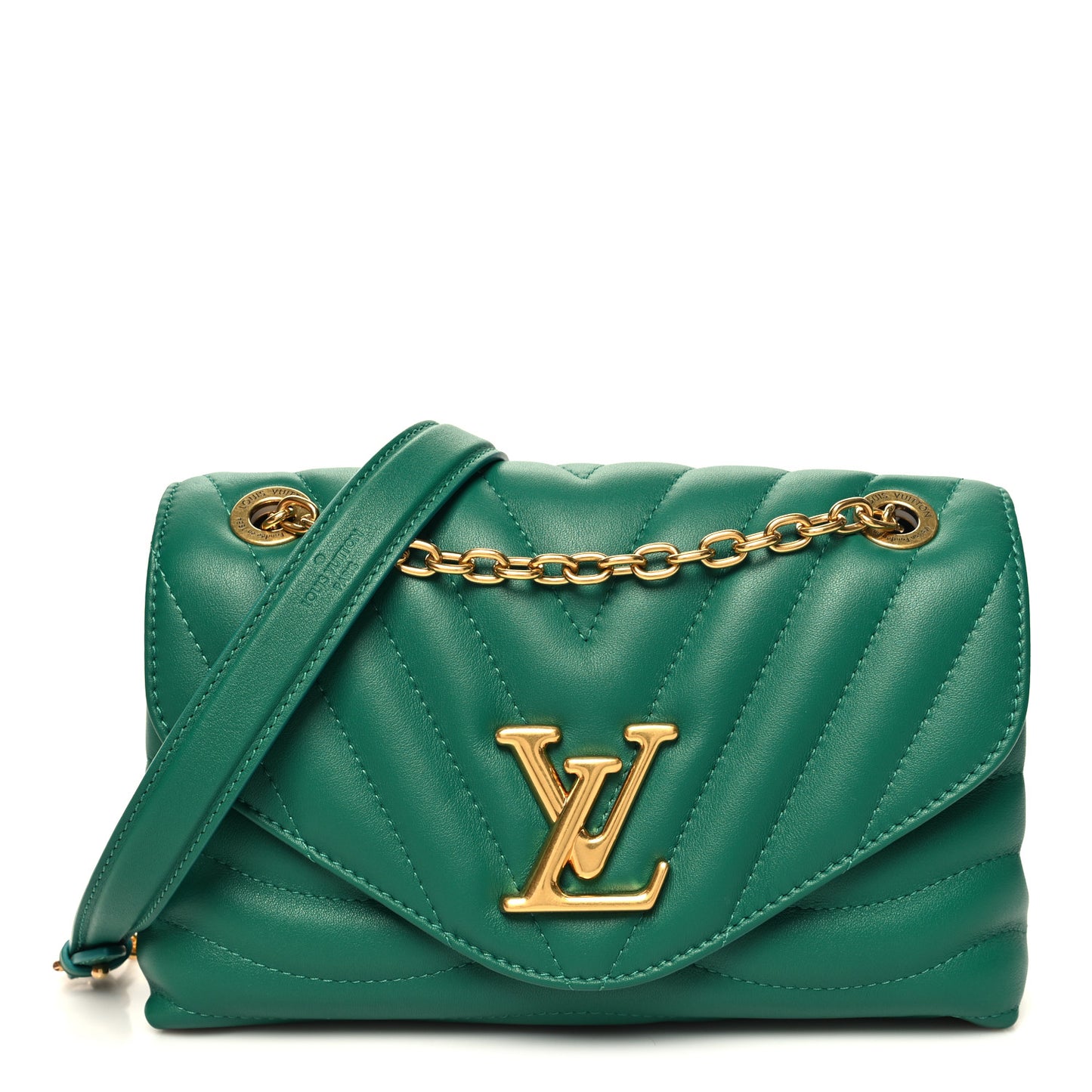 Calfskin New Wave Chain Bag MM NM Emerald