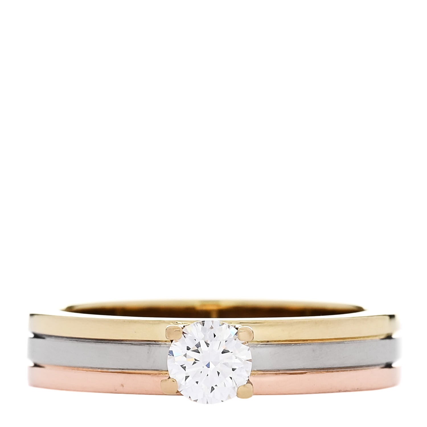 Cartier 18K Pink Yellow White Gold Diamond .23ct Solitaire Trinity Engagement Ring 47 4 1 of 6