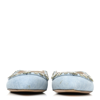 Christian Dior Denim Crystal Garland Flat Slingback 39.5 Celeste 2 of 4