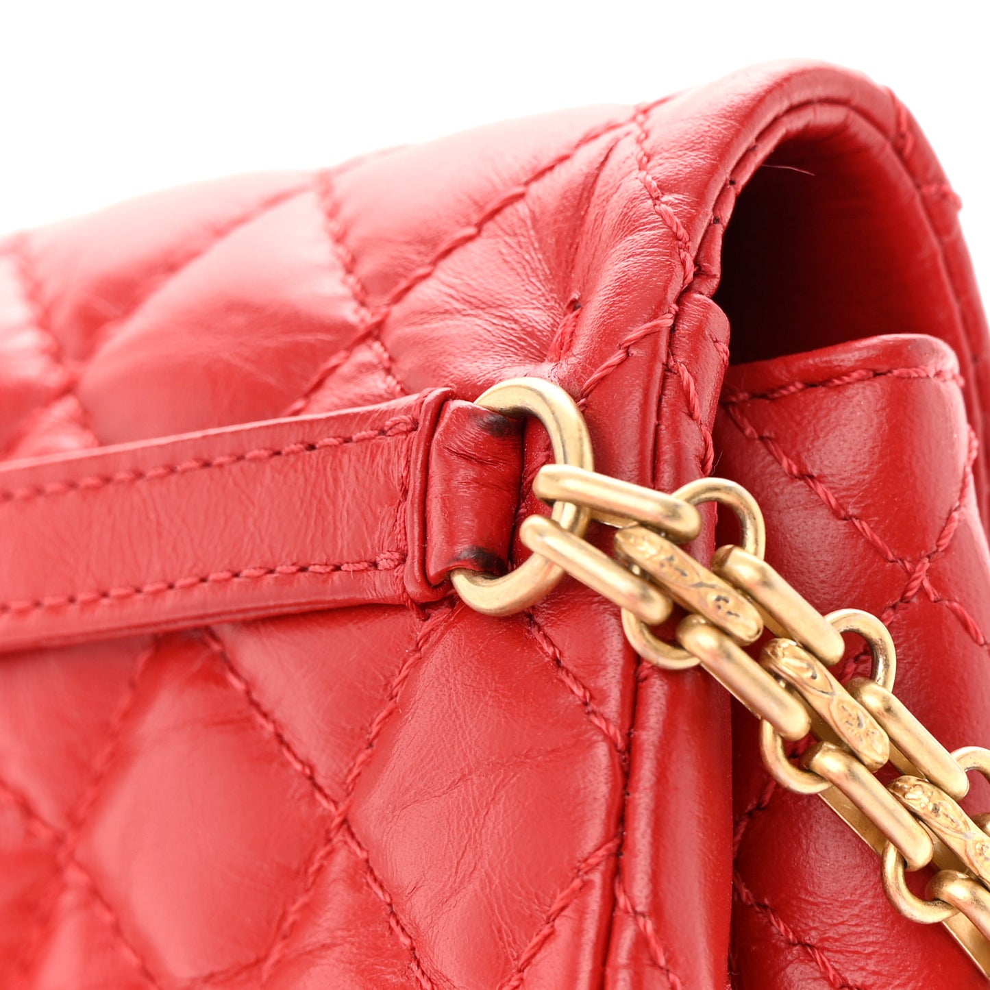 Aged Calfskin Quilted 2.55 Reissue Flap Belt Bag Red