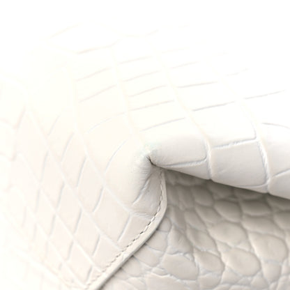 Bottega Veneta Calfskin Crocodile Embossed Doll Top Handle Bag White 9 of 10