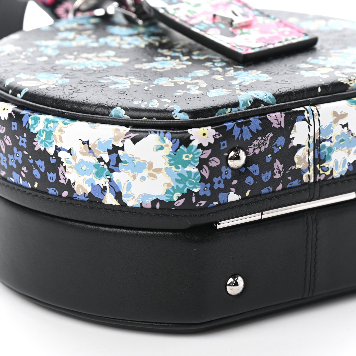 Louis Vuitton Calfskin Floral Print Petite Boite Chapeau Black 5 of 8