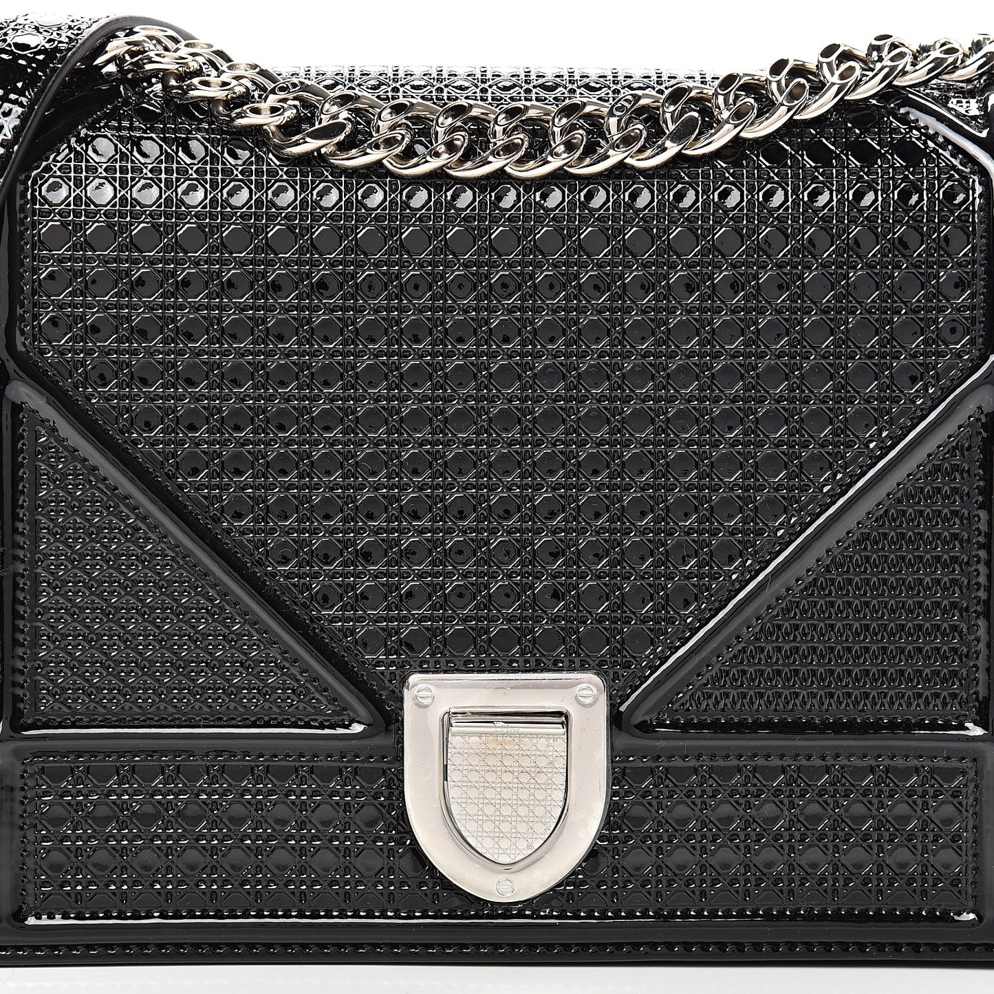 Patent Micro-Cannage Medium Diorama Flap Bag Black