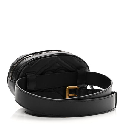 Gucci Calfskin Matelasse GG Marmont Belt Bag 85 34 Black 3 of 10