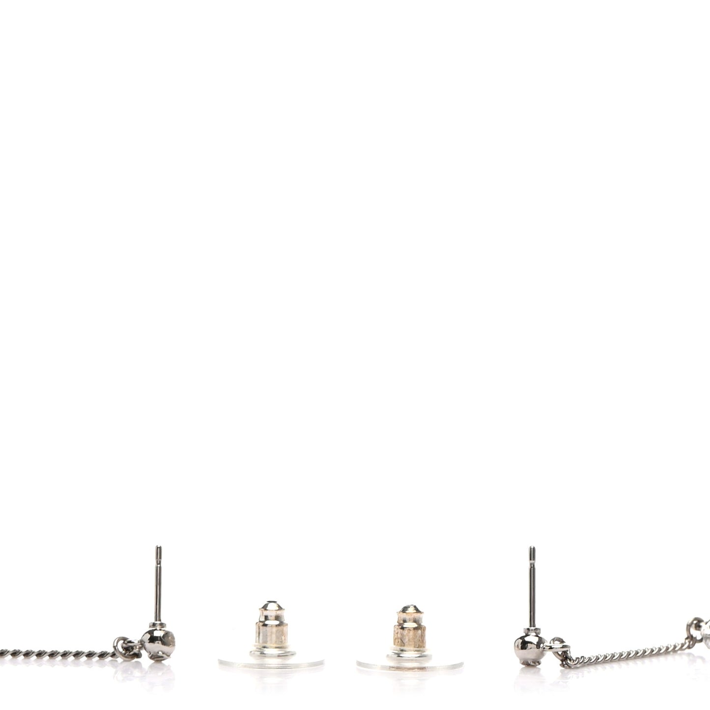 Baguette Crystal CC Drop Earrings Silver