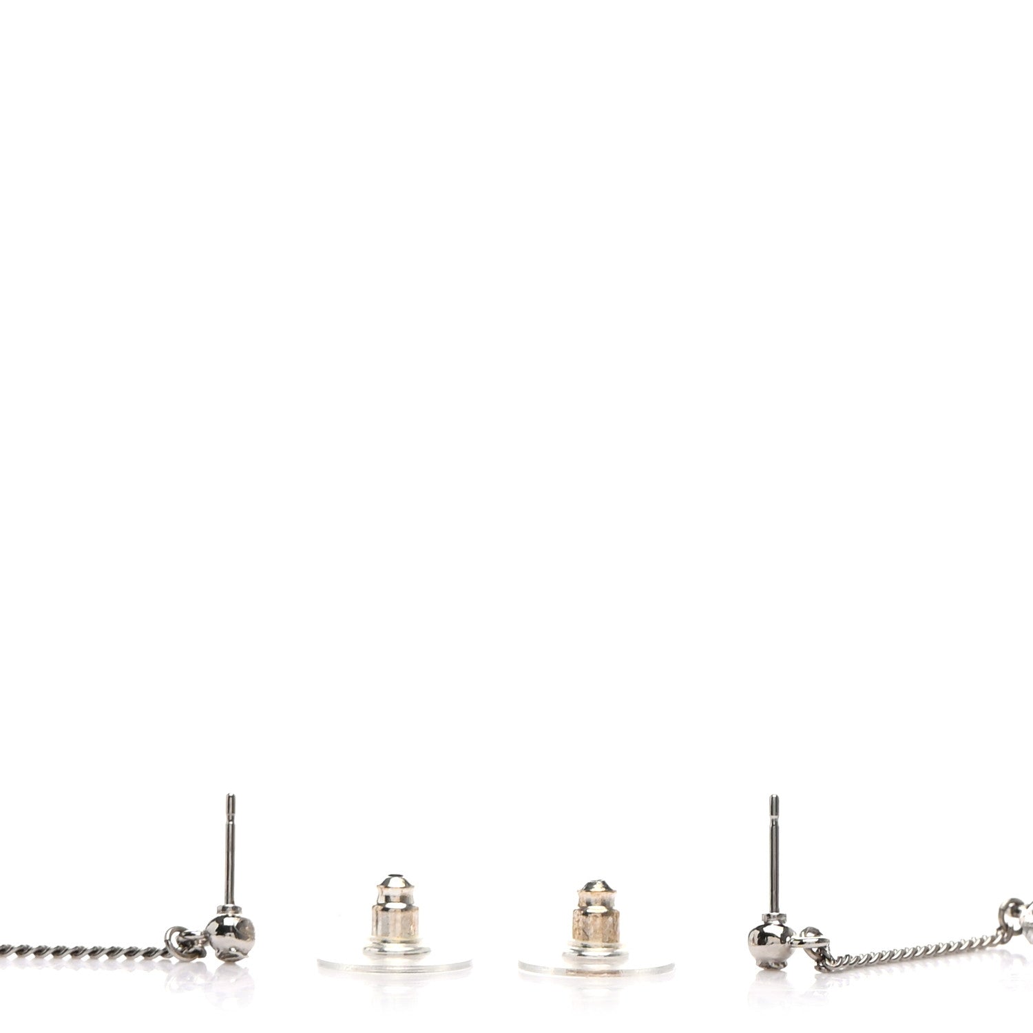 Chanel Baguette Crystal CC Drop Earrings Silver 3 of 4