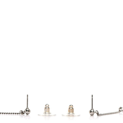 Chanel Baguette Crystal CC Drop Earrings Silver 3 of 4