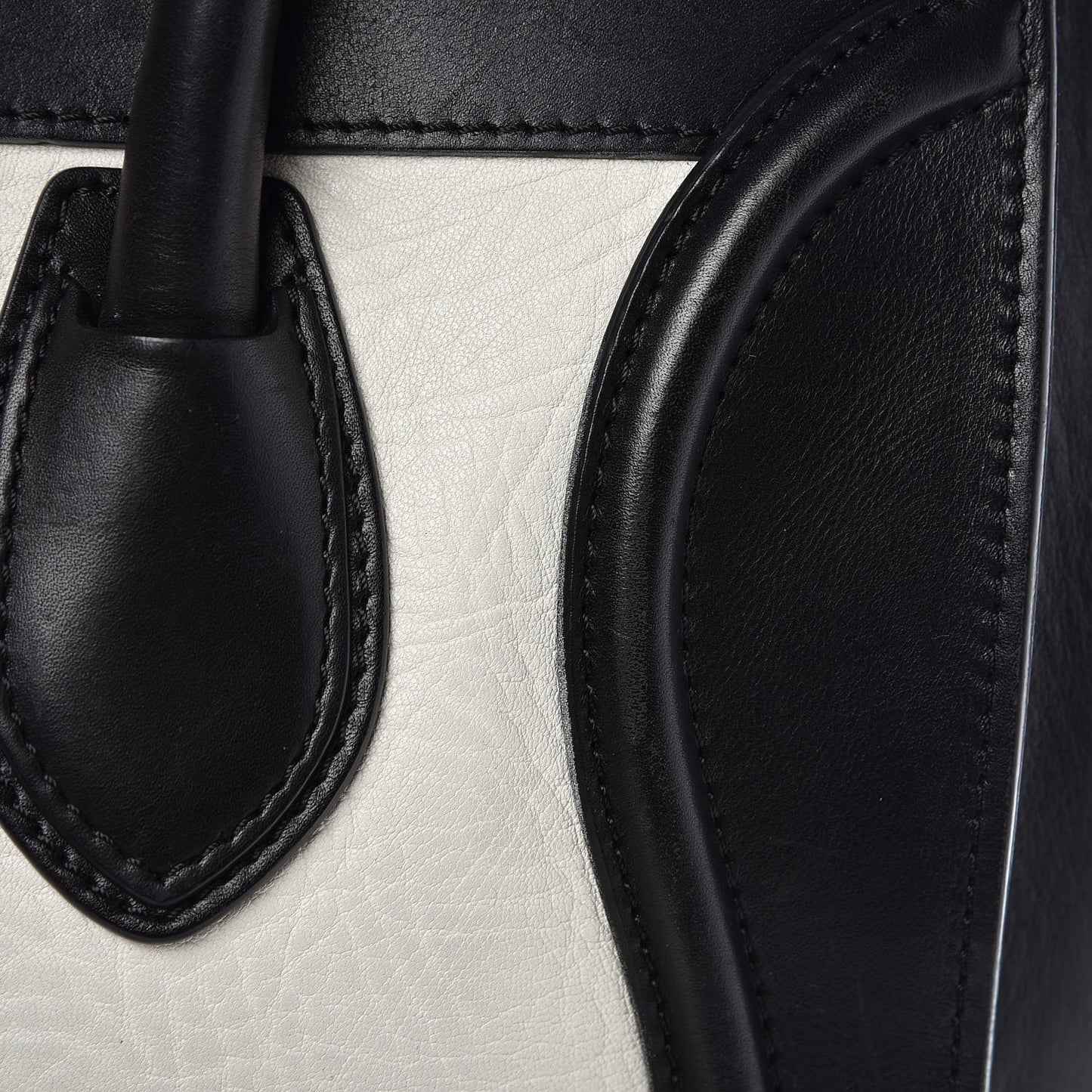 Elephant Calfskin Mini Bi-Color Luggage Black White
