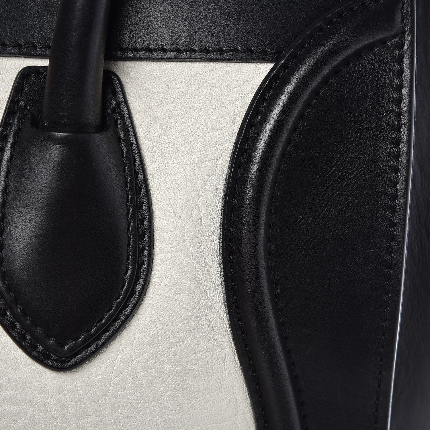 Celine Elephant Calfskin Mini Bi-Color Luggage Black White 10 of 17