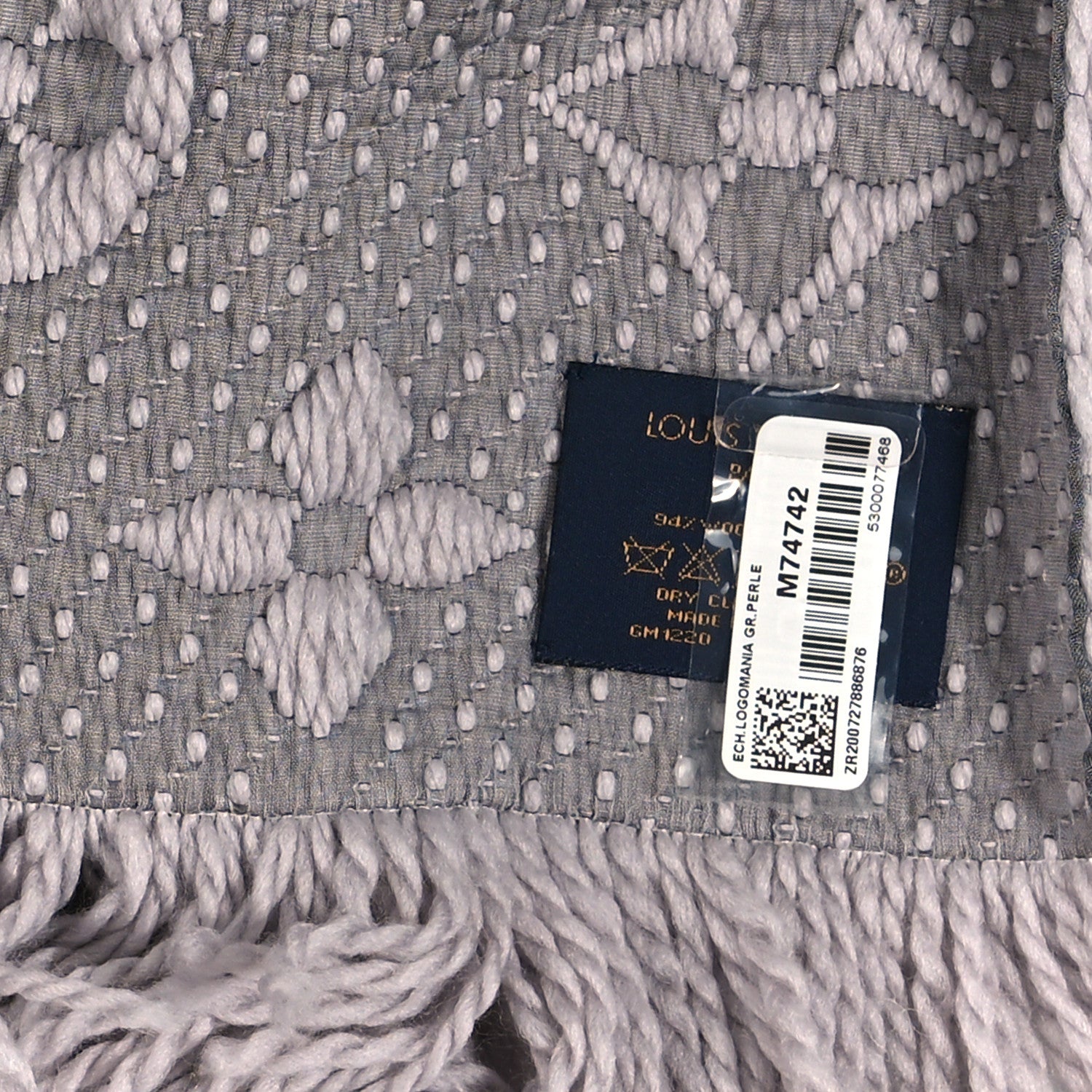 Louis Vuitton Wool Silk Logomania Scarf Pearl Grey 3 of 3