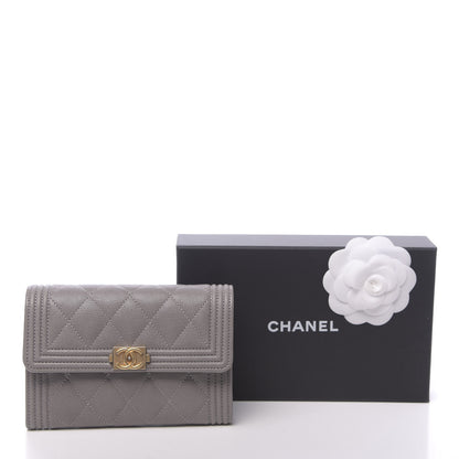 Chanel Caviar Quilted Medium Boy Flap Wallet Grey 9 of 9