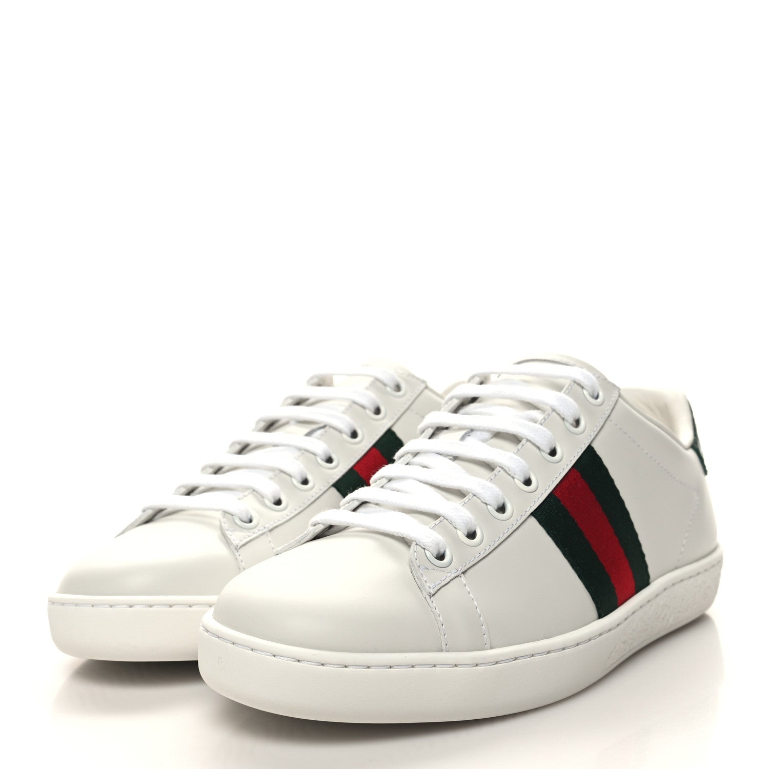 Gucci Calfskin Crocodile Web Womens Ace Sneakers 36 White Green 3 of 9
