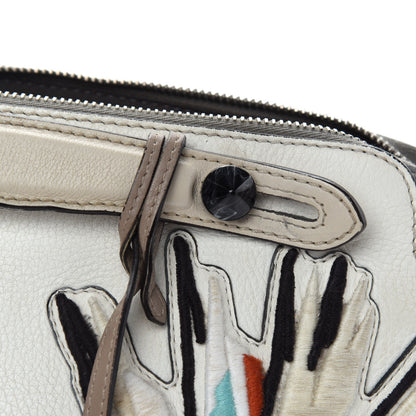 Fendi Vitello Dolce Bird of Paradise Embroidered Medium By The Way Boston Bag White Ice Multicolor 14 of 23