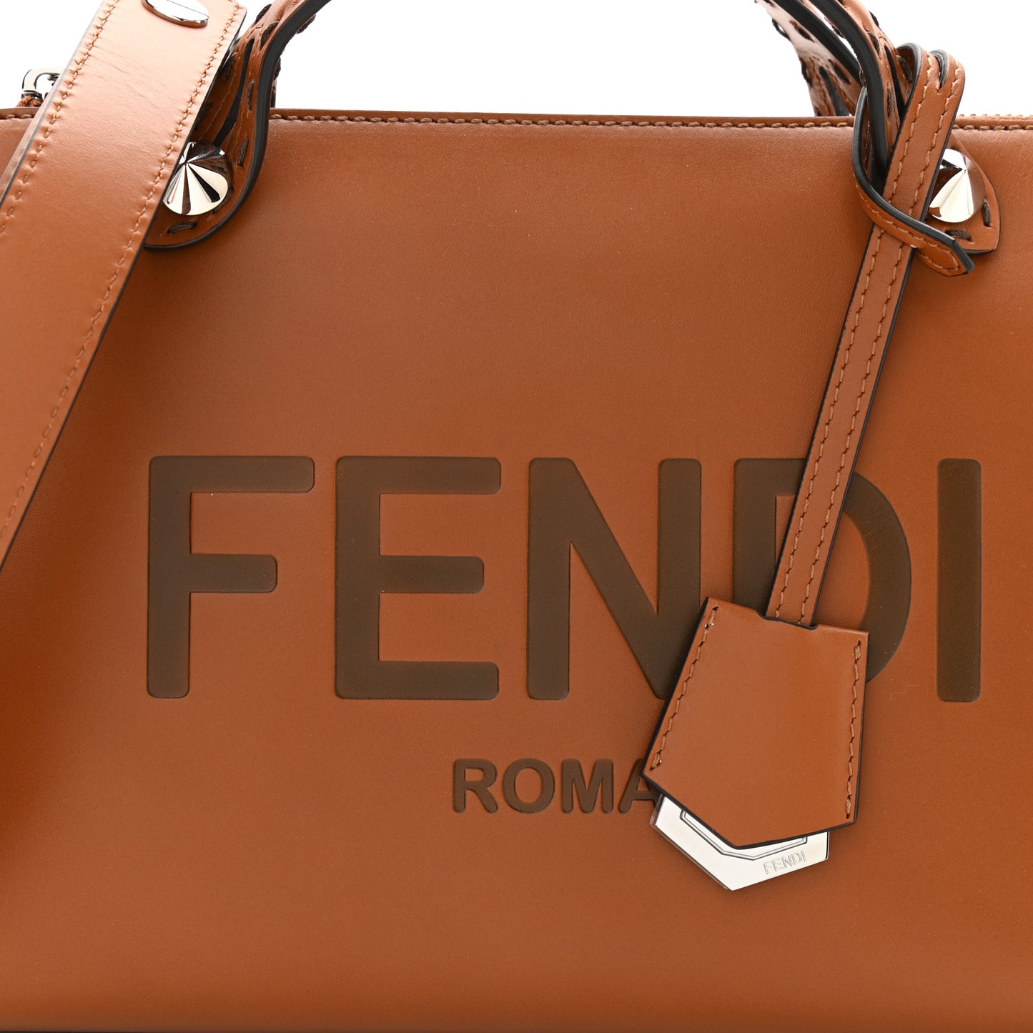 Vitello King Logo Embossed Medium By The Way Boston Bag Cuoio