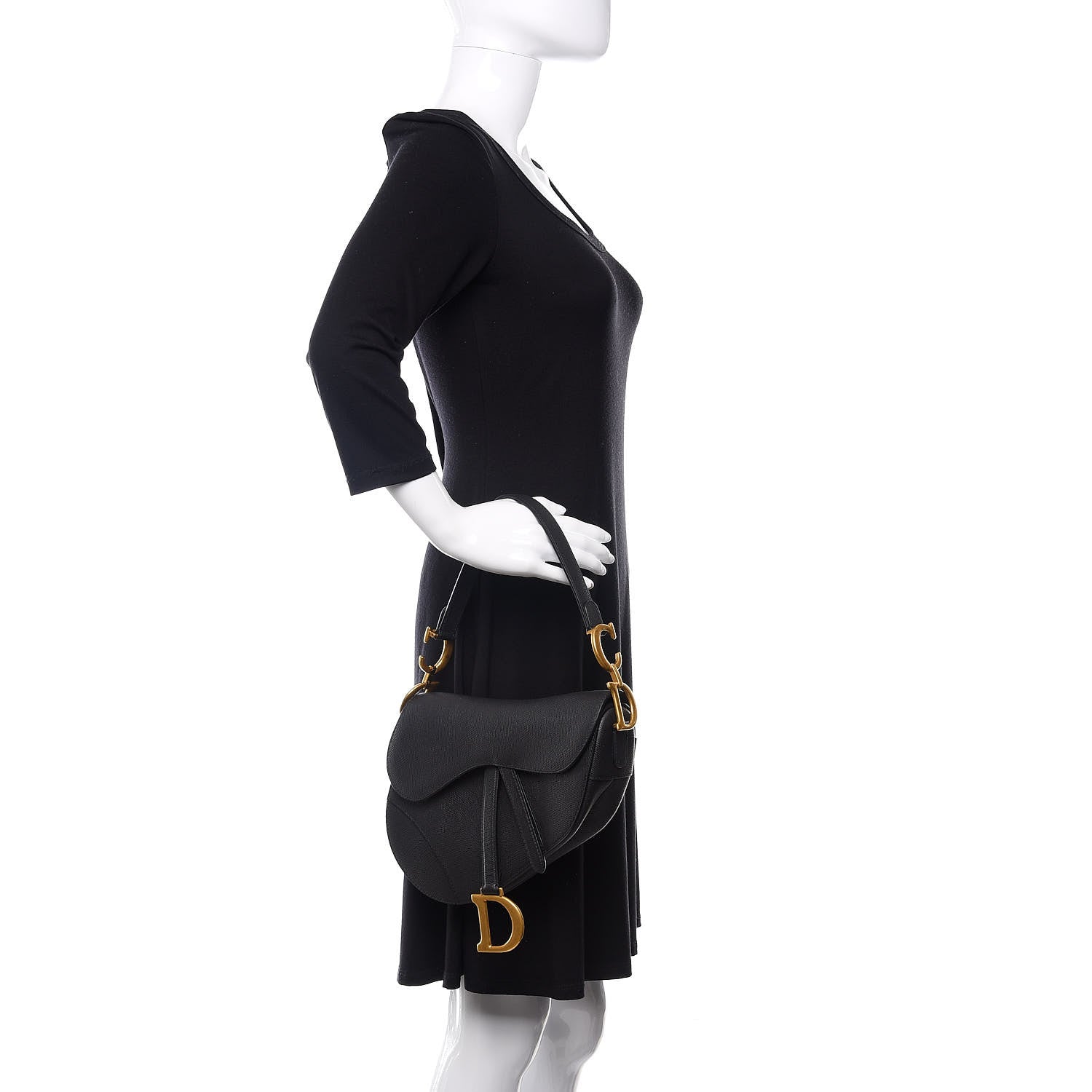 Christian Dior Grained Calfskin Saddle Bag Black 2 of 13