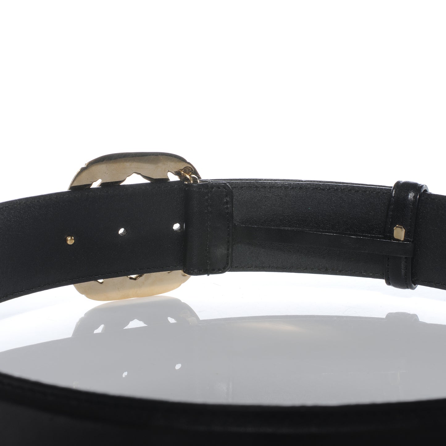Leather Bamboo GG Buckle Belt 80 32 Black