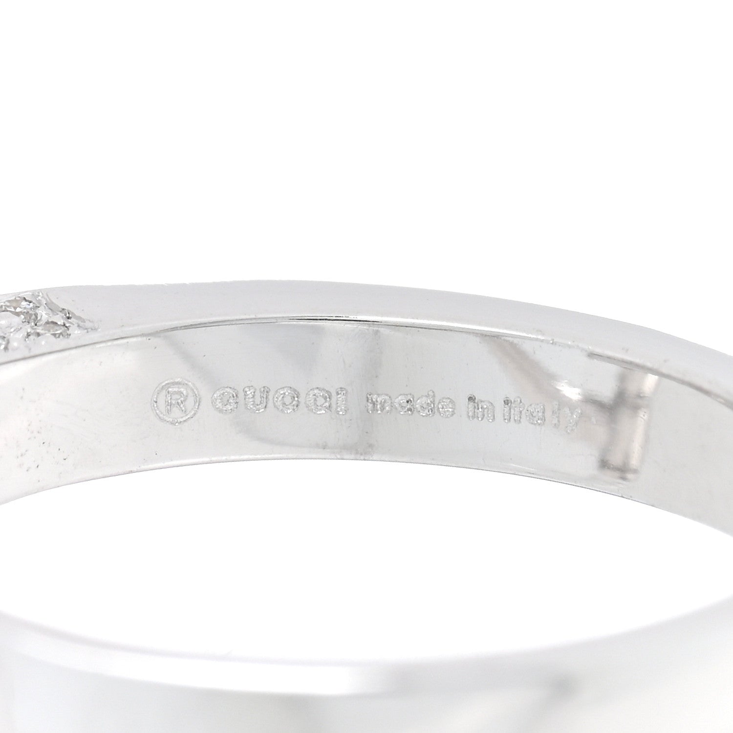Gucci 18K White Gold Diamond Chiodo Horsebit Ring 52 6 4 of 5