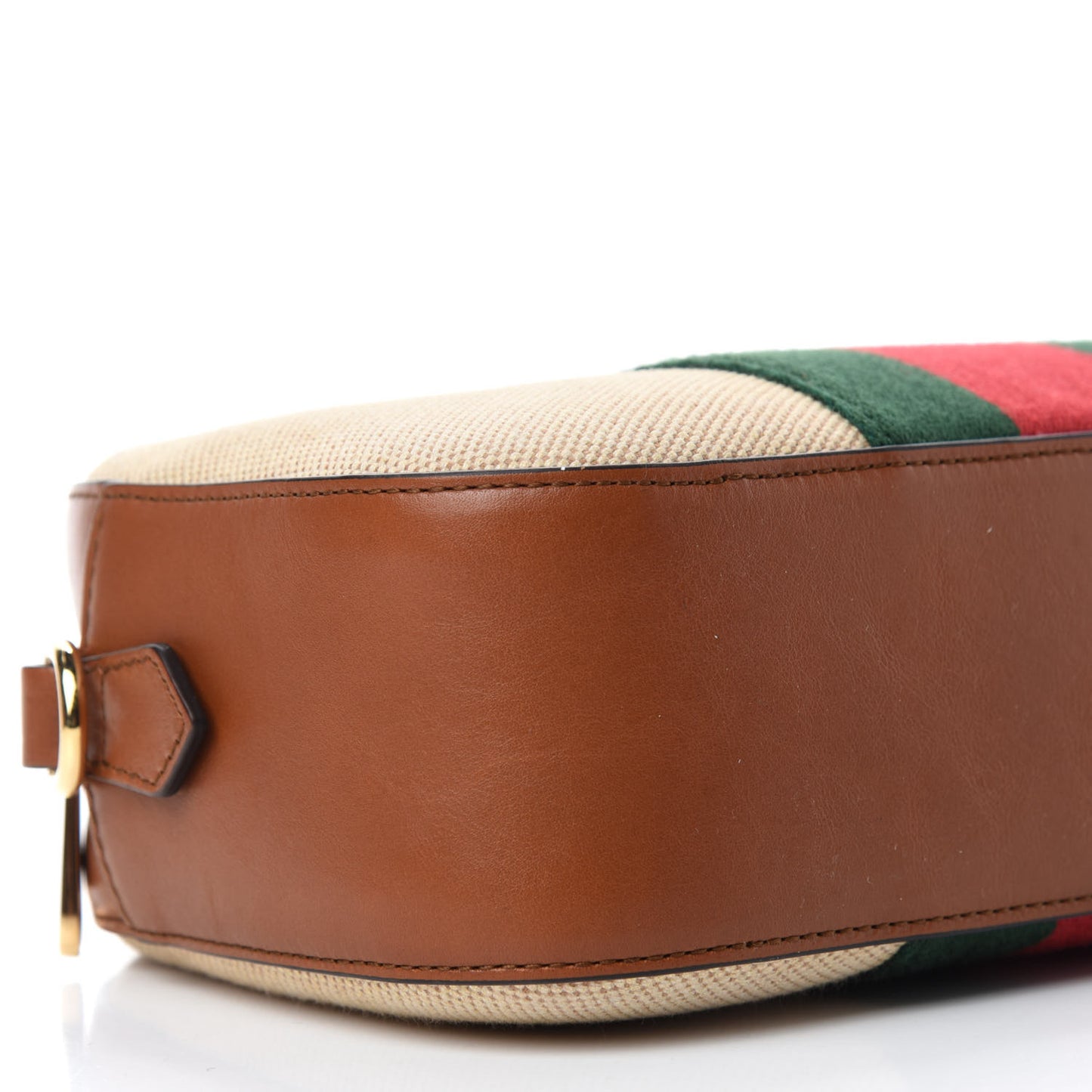 Vintage Canvas Web Shoulder Bag Sand Cuir