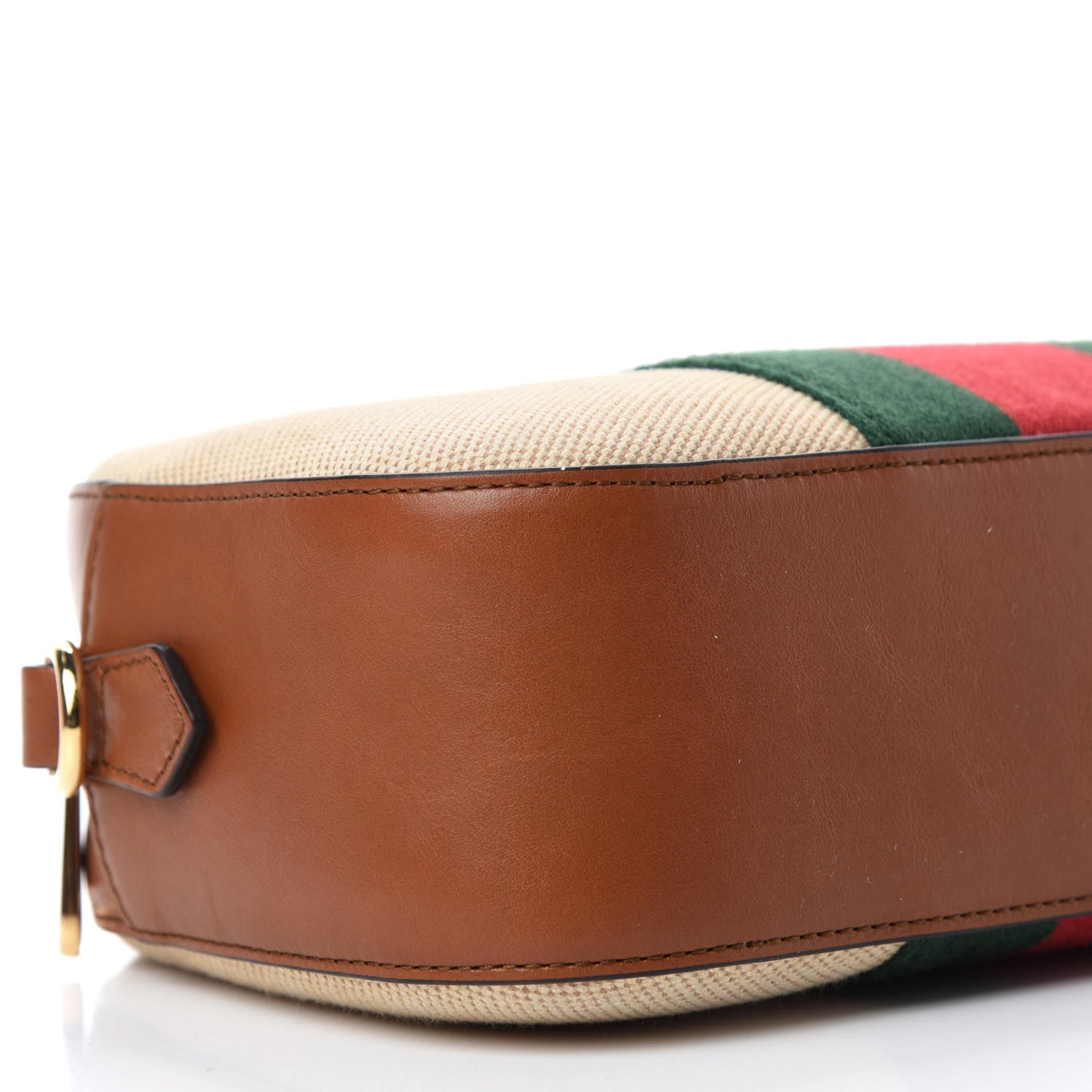 Gucci Vintage Canvas Web Shoulder Bag Sand Cuir 6 of 11