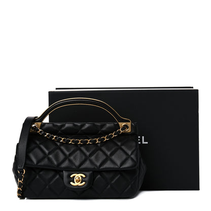 Chanel Calfskin Quilted Small Lady Handle Clutch With Chain Black 12 of 12
