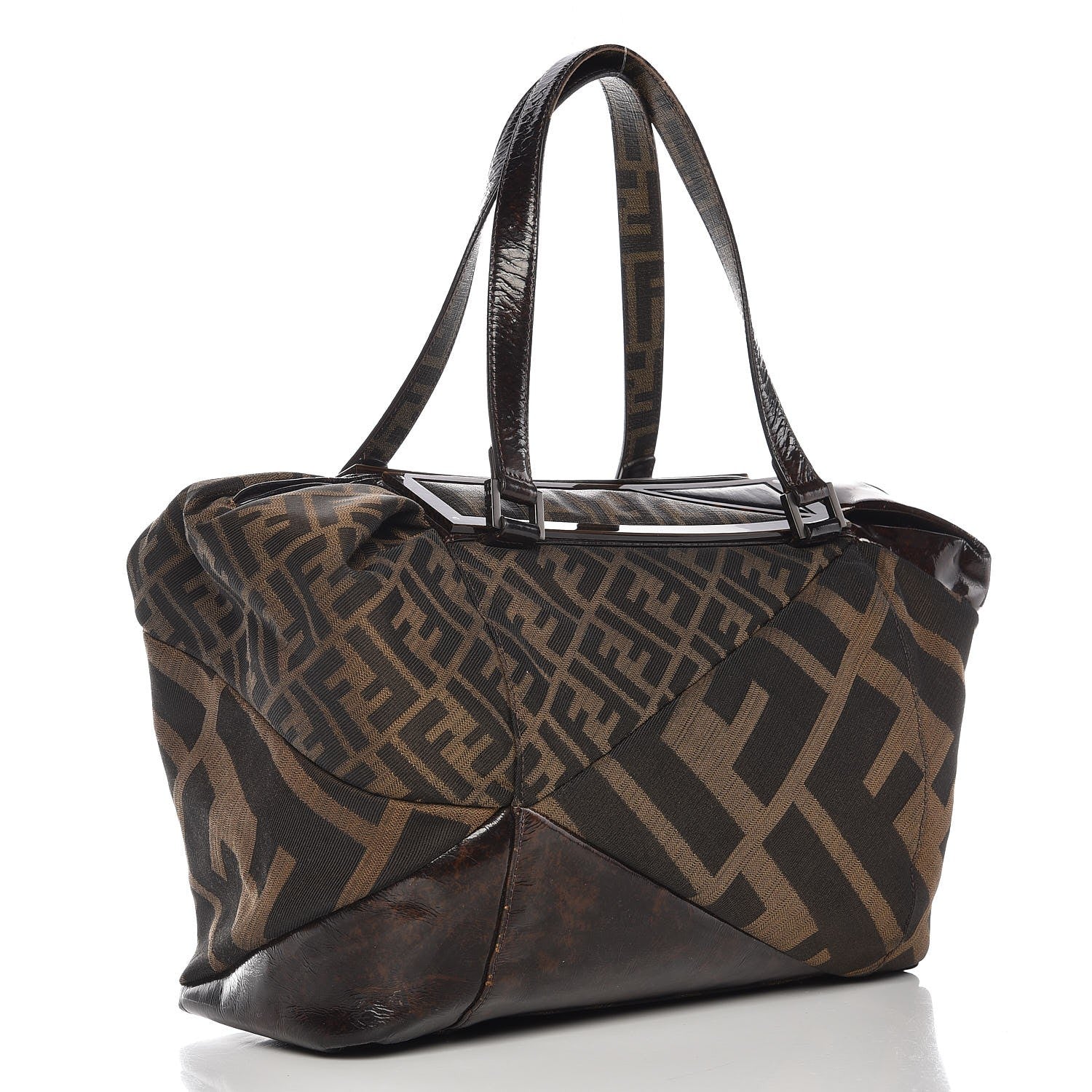Fendi Patent Zucca To You Satchel Tobacco 4 of 15