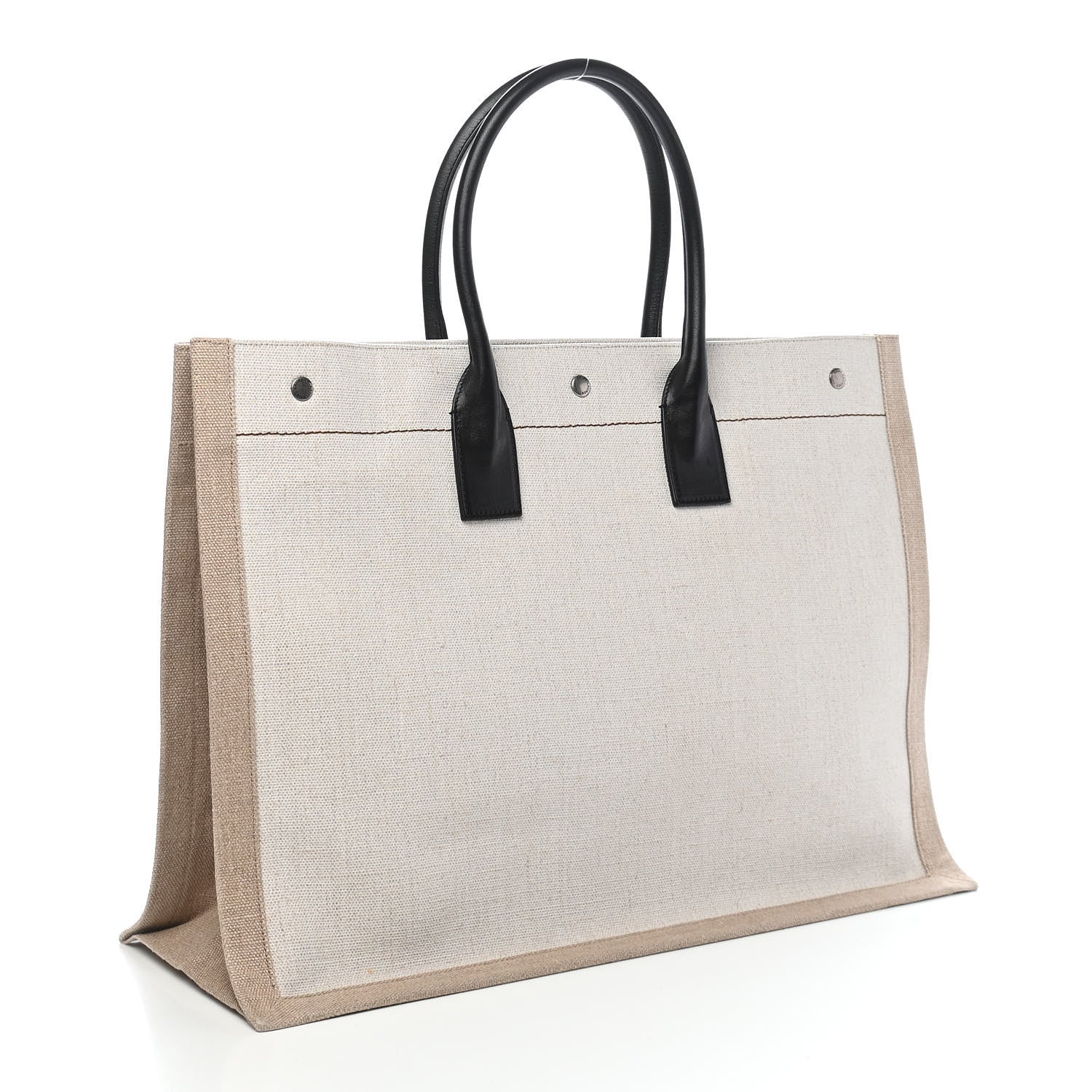 Saint Laurent Linen Calfskin Rive Gauche Tote Optic White 3 of 9
