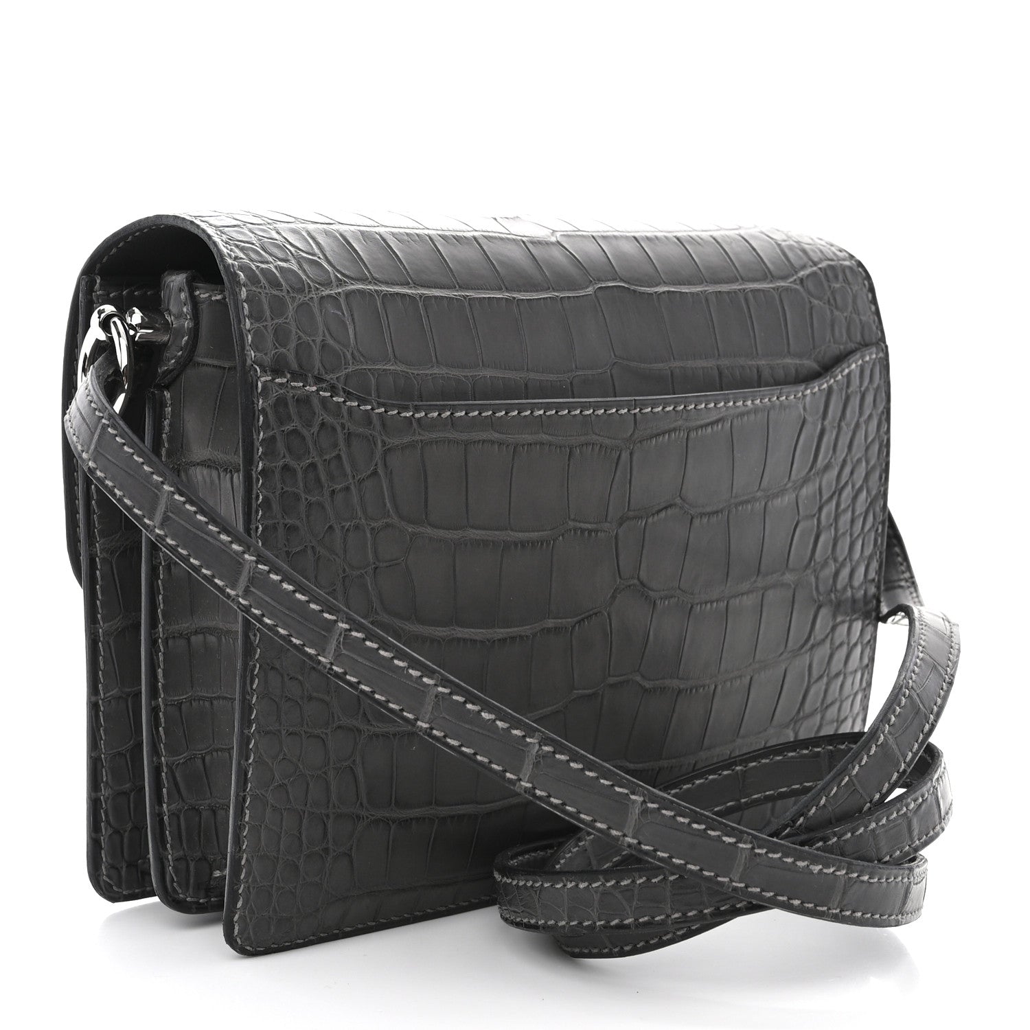 Hermes Matte Alligator Mini Sac Roulis Graphite 3 of 10