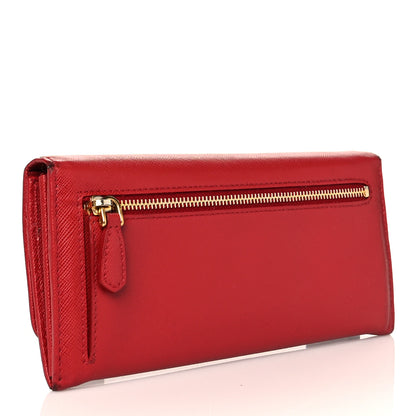 Prada Saffiano Metal Continental Flap Wallet Fuoco 3 of 14