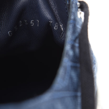 Chanel Denim Grosgrain Camellia Pearl Lace Up Sneakers 38.5 Blue Black 10 of 11