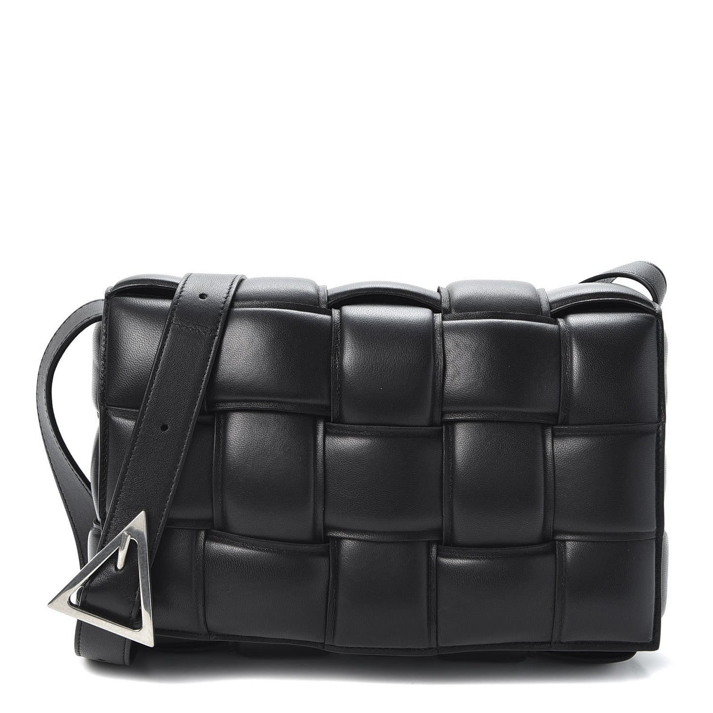 Nappa Maxi Intreccio Padded Cassette Crossbody Bag Black