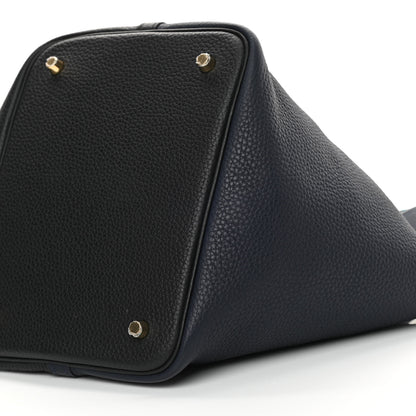 Hermes Taurillon Clemence Casaque Picotin Lock 22 MM Bleu Nuit Black Blue Frida 10 of 10