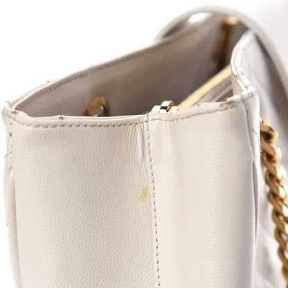 Saint Laurent Grain De Poudre Matelasse Chevron Monogram Shopping Bag White 14 of 20